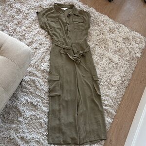 Monteau Olive Green Utility Belted Jumpsuit